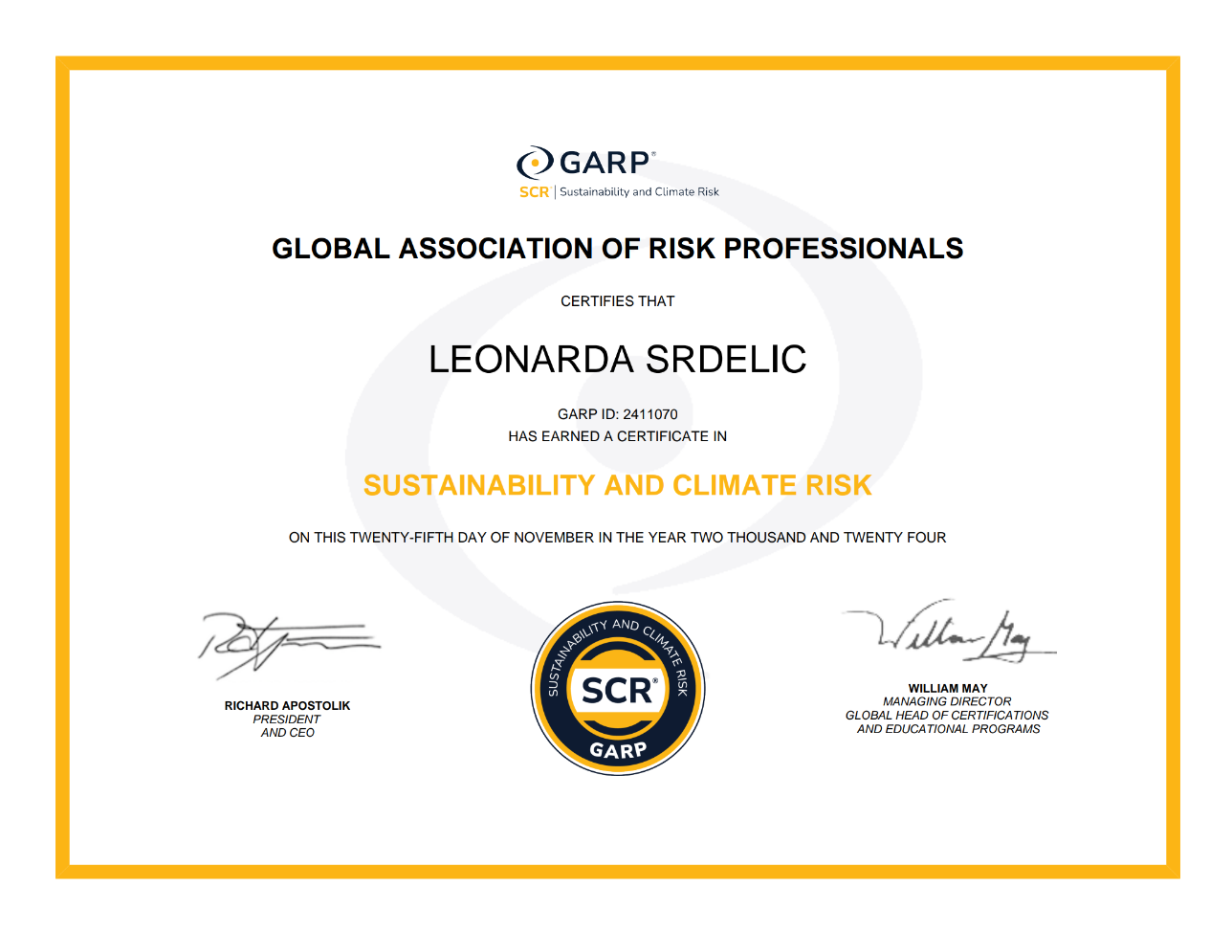 GARP SCR diploma