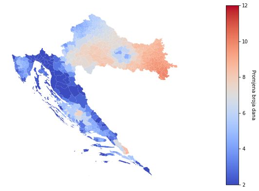 RCP4.5 change in number of >35°C days